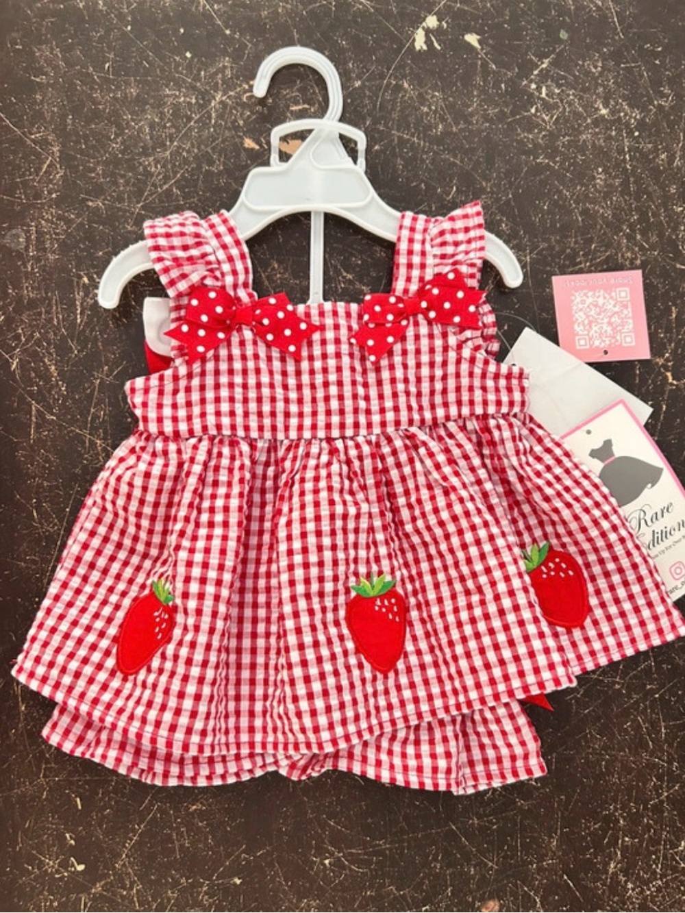 3/6 months Red Gingham Strawberry Dress